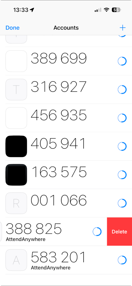 MFA auth app - delete attend anywhere entry