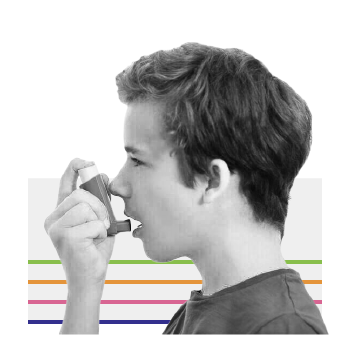 child with asthma inhaler
