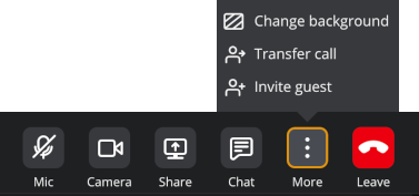 Near Me call controls showing button to use to set a background