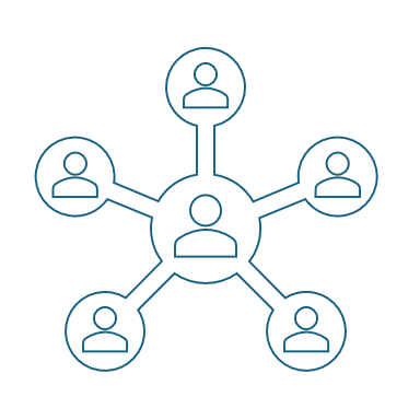icon representing people at points off a hub