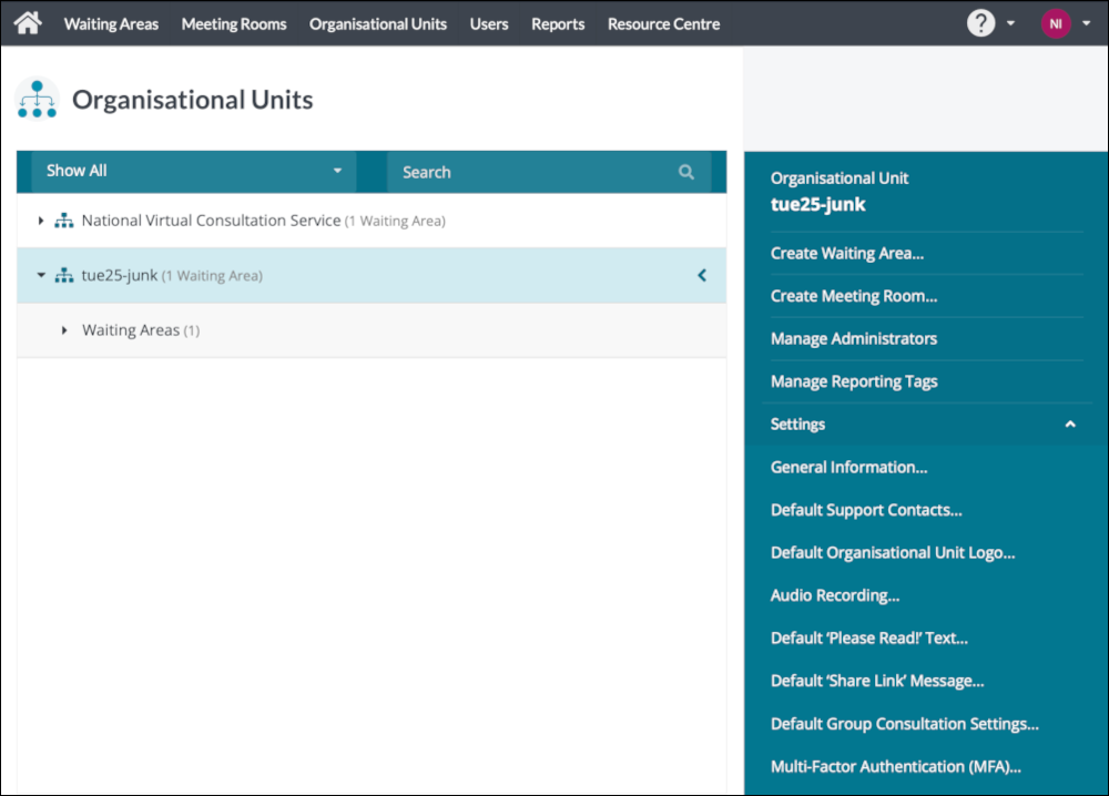 Near Me - Org Admin view of Org Units