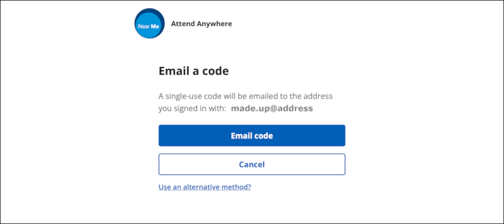 near me service provider login screen - get email code