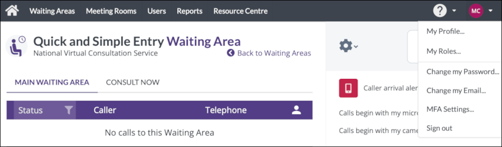 near me service provider screen showing where to change MFA settings